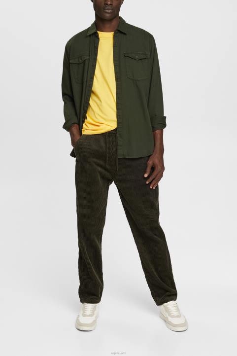 miehet Esprit tumma khaki jogger-tyyliset vakosamettihousut housut & housut 82T6332