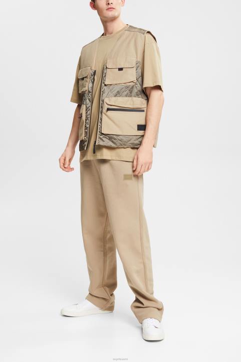 miehet Esprit vaalea khaki valmistettu kierrätysmateriaalista: verryttelyhousut leveällä lahkeella housut & housut 82T6941