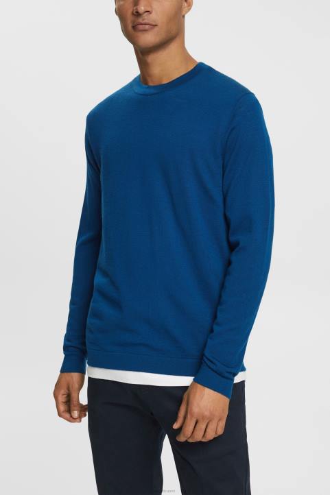 miehet Esprit bensa sininen neulottu villapaita neuleet 82T6905