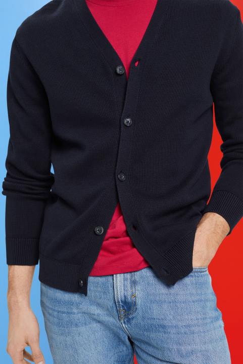 miehet Esprit laivasto V-kaula-aukkoinen kestävä puuvillaneuletakki neuleet 82T6776