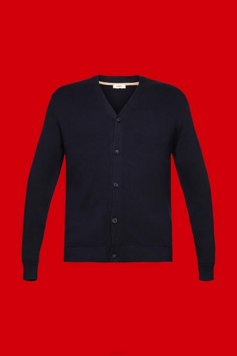 miehet Esprit laivasto V-kaula-aukkoinen kestävä puuvillaneuletakki neuleet 82T6776