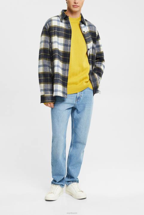 miehet Esprit pölyisen keltainen neule kalanruotokuviolla neuleet 82T6830