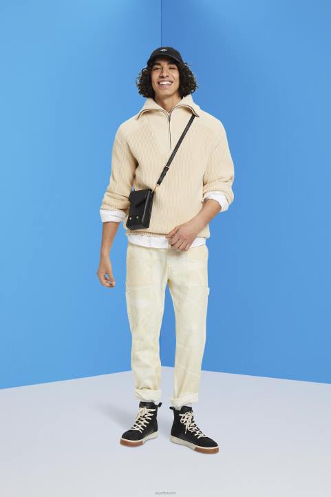 miehet Esprit vaalea taupe puolivetoketjuinen neulepusero neuleet 82T6761