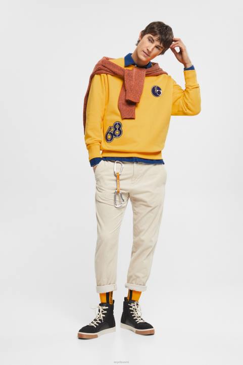 miehet Esprit keltainen yliopiston patch collegepaita neulepaidat & hupparit 82T6810