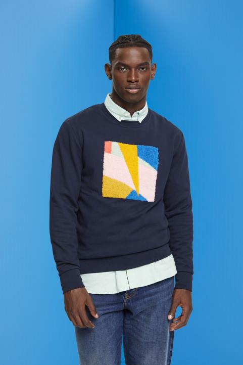 miehet Esprit laivasto applikoitu collegepaita neulepaidat & hupparit 82T6882