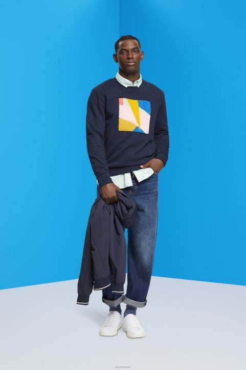 miehet Esprit laivasto applikoitu collegepaita neulepaidat & hupparit 82T6882