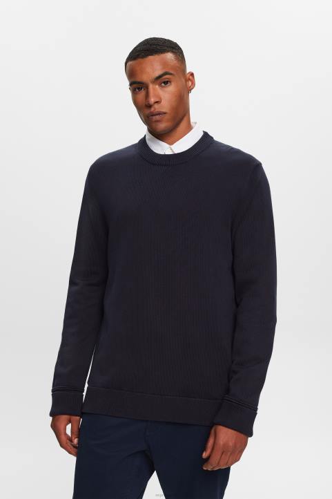 miehet Esprit laivasto puuvillainen pyöreäkaula-paita neulepaidat & hupparit 82T6579