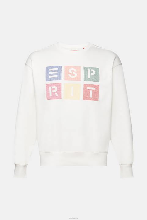 miehet Esprit luonnonvalkoinen logollinen collegepaita, 100% luomupuuvillaa neulepaidat & hupparit 82T6580