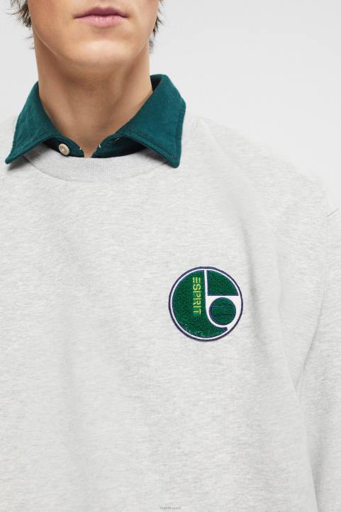 miehet Esprit vaalean harmaa yliopiston patch collegepaita neulepaidat & hupparit 82T6808