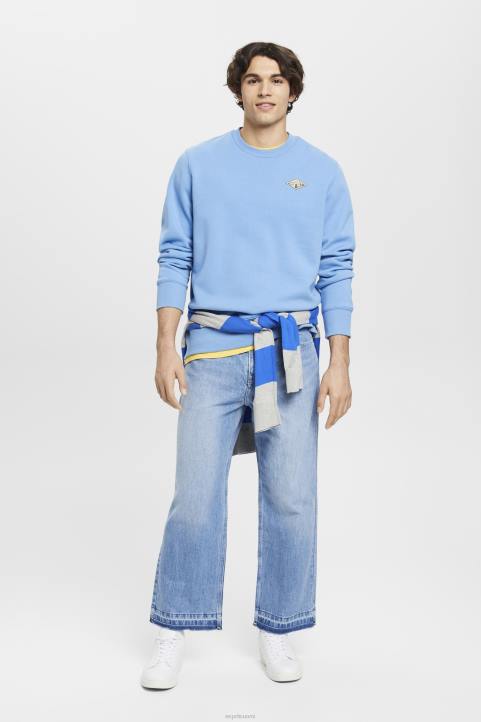 miehet Esprit vaaleansininen laventeli collegepaita, jossa logopainatus selässä neulepaidat & hupparit 82T6647