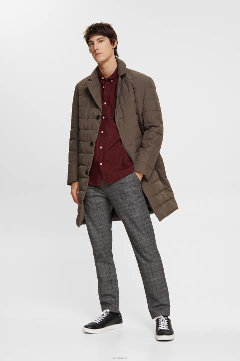 miehet Esprit bordeaux punainen napillinen puuvillapaita paidat 82T6814