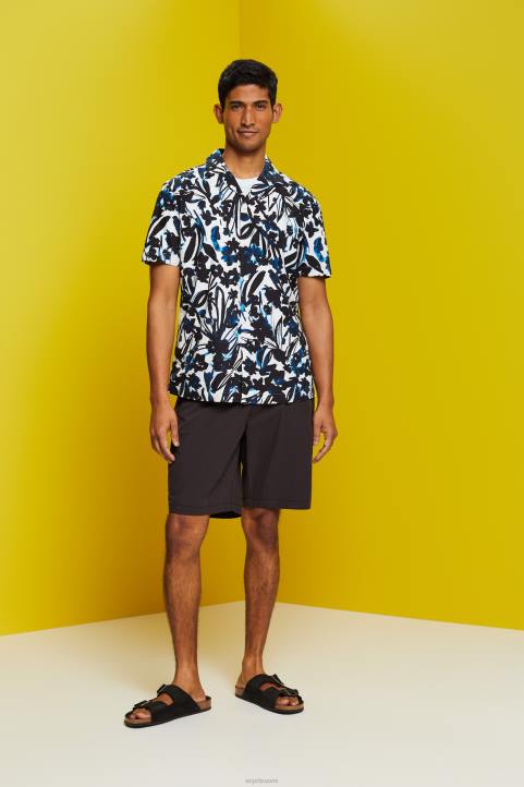 miehet Esprit laivasto kuviollinen lyhythihainen paita, 100% puuvillaa paidat 82T6613