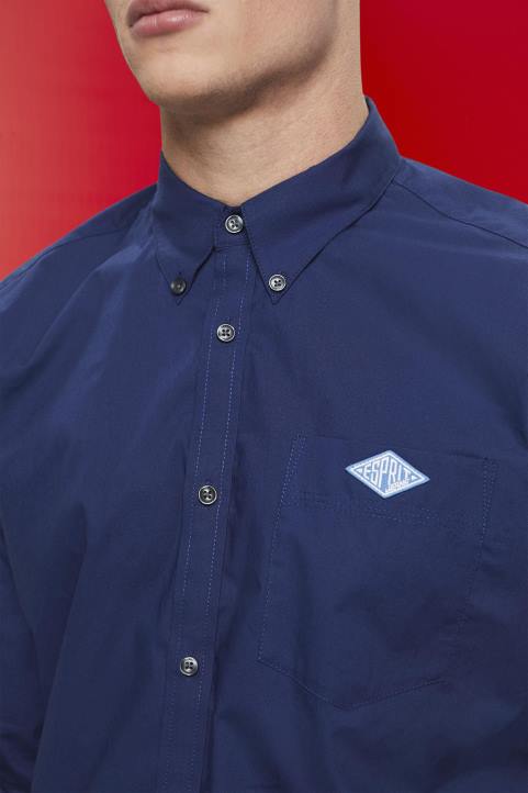 miehet Esprit laivasto napillinen puuvillapaita paidat 82T6660