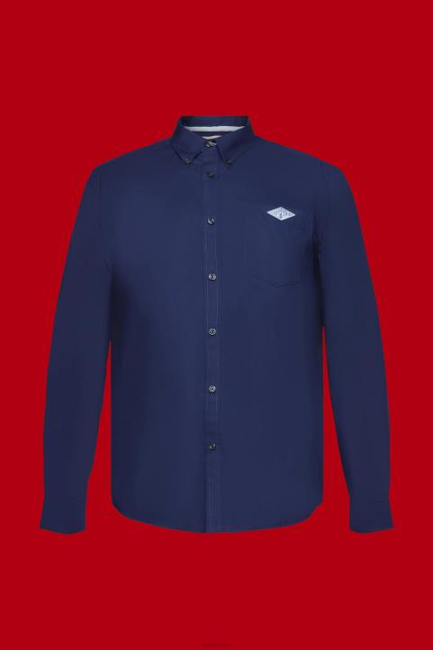 miehet Esprit laivasto napillinen puuvillapaita paidat 82T6660