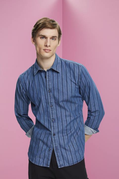 miehet Esprit laivasto slim fit farkkupaita raidoilla paidat 82T6717