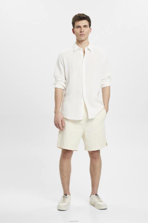 miehet Esprit luonnonvalkoinen kestävästä puuvillasta valmistettu musliinipaita paidat 82T6755