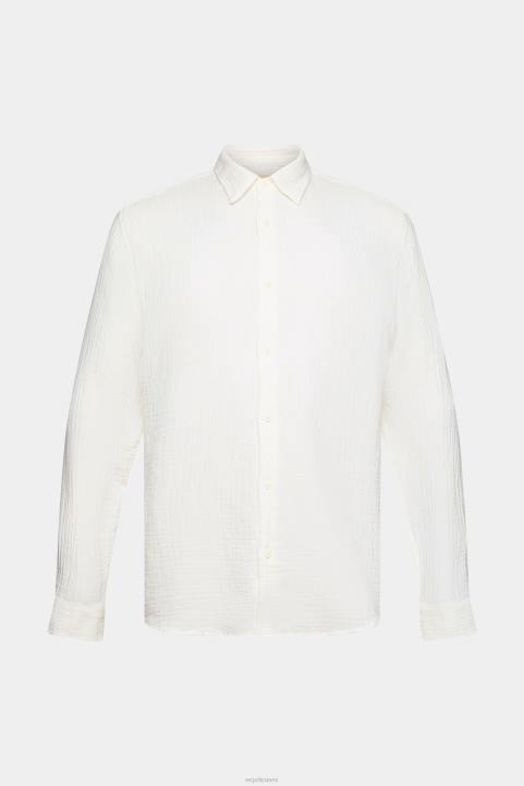 miehet Esprit luonnonvalkoinen kestävästä puuvillasta valmistettu musliinipaita paidat 82T6755