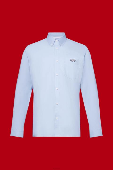 miehet Esprit pastellinsininen napillinen puuvillapaita paidat 82T6661