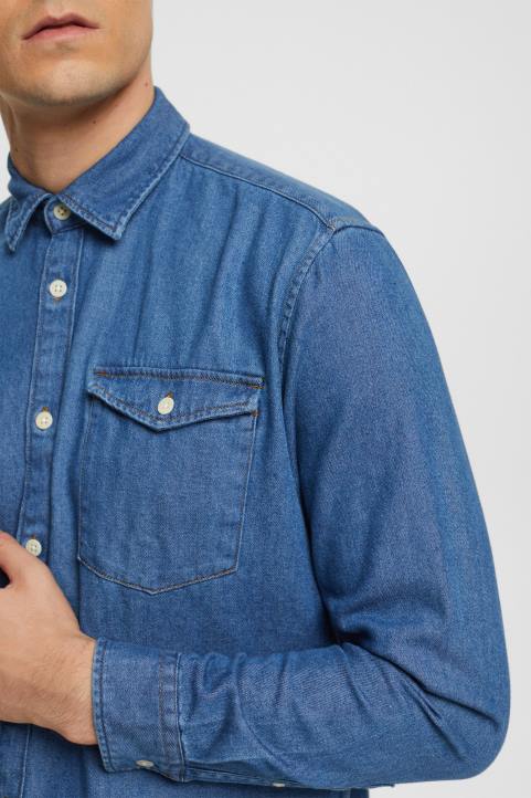 miehet Esprit sininen keskipesu farkkupaita paidat 82T6833