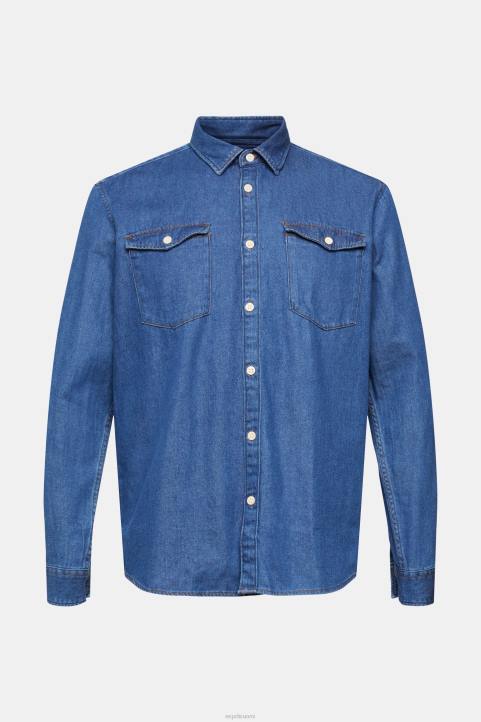 miehet Esprit sininen keskipesu farkkupaita paidat 82T6833