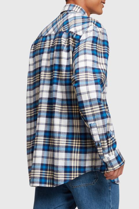 miehet Esprit sininen ruudullinen flanellipaita paidat 82T6793