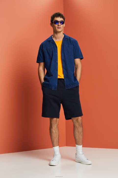 miehet Esprit sininen tumma pesu lyhythihainen denimpaita paidat 82T6595