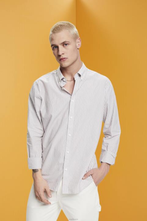 miehet Esprit toffee raidallinen kestävä puuvillapaita paidat 82T6705