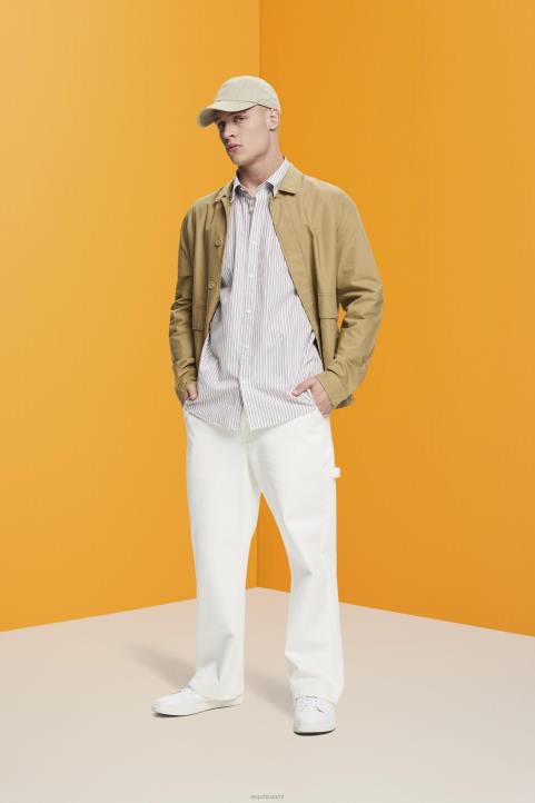 miehet Esprit toffee raidallinen kestävä puuvillapaita paidat 82T6705