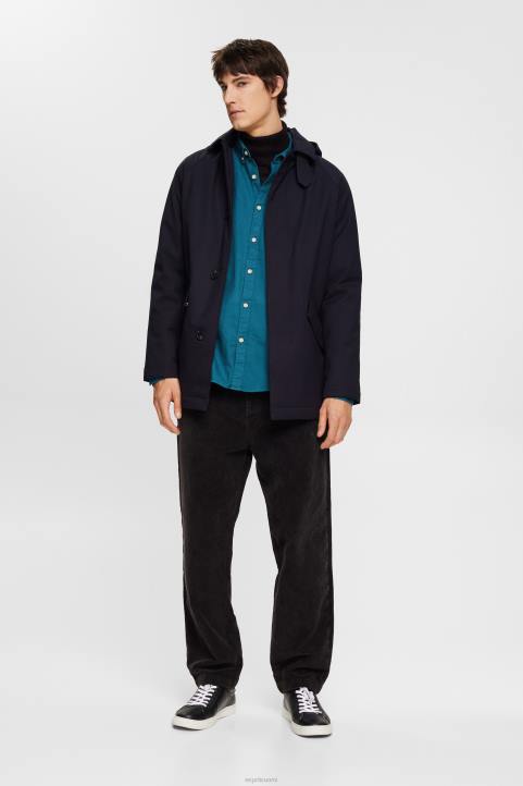 miehet Esprit tumma turkoosi napillinen puuvillapaita paidat 82T6813