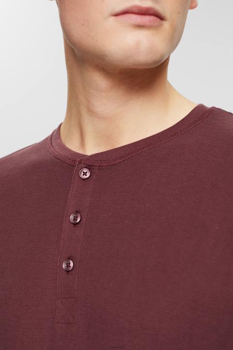 miehet Esprit bordeaux punainen pitkähihainen vohveli toppi, 100% puuvillaa pitkähihainen 82T6823
