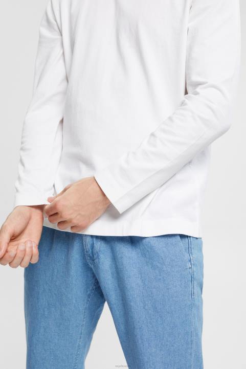 miehet Esprit valkoinen jersey pitkähihainen toppi pitkähihainen 82T6947