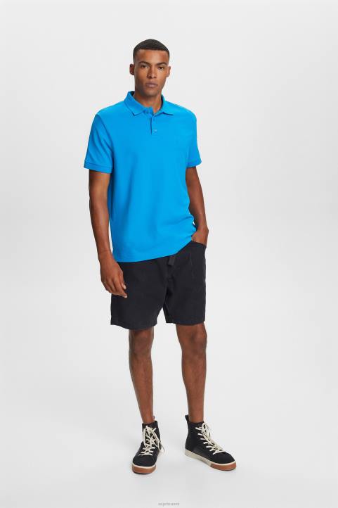 miehet Esprit kirkkaan sininen puuvillaverkkopaita polot 82T6570