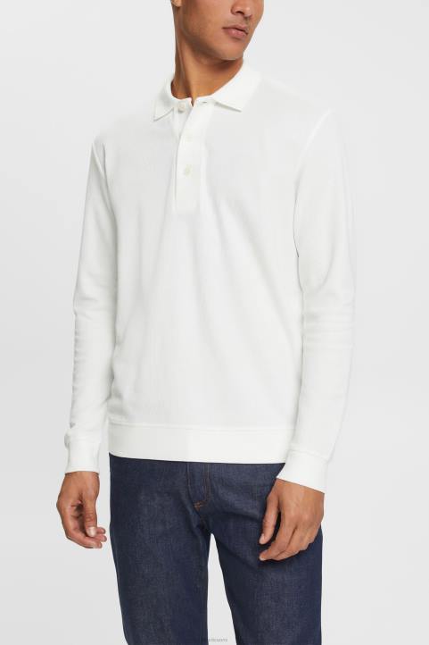 miehet Esprit luonnonvalkoinen pitkähihainen pikee poolopaita polot 82T6951