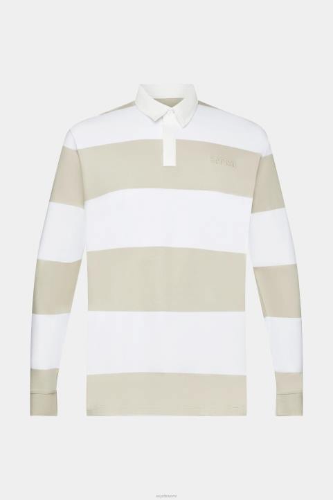 miehet Esprit pölyisen vihreä pitkähihainen poolopaita raidoilla polot 82T6719