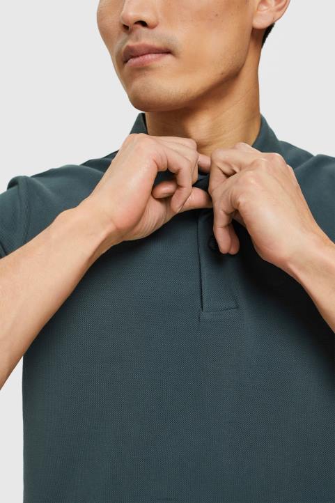 miehet Esprit sinivihreä sininen pima puuvilla pikee poolopaita polot 82T6927