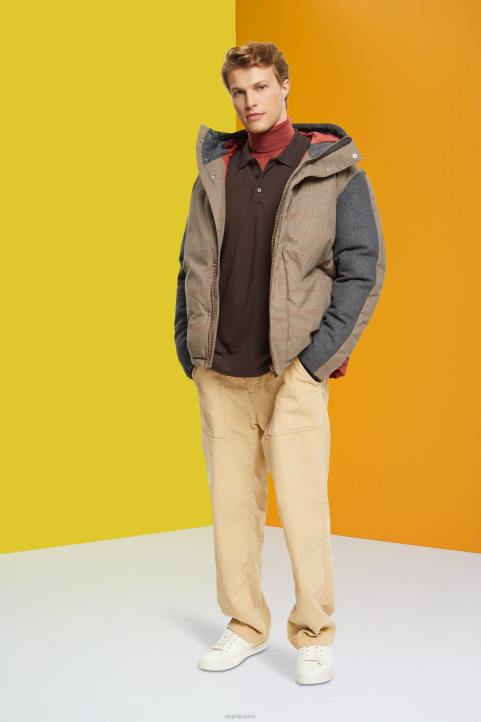 miehet Esprit tumman ruskea pitkähihainen pikee poolopaita polot 82T6836