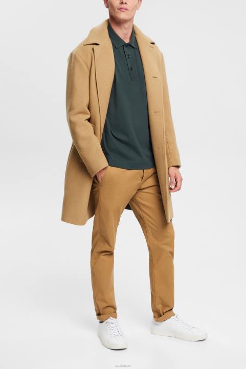 miehet Esprit tumman sinivihreä pitkähihainen poolopaita polot 82T6820