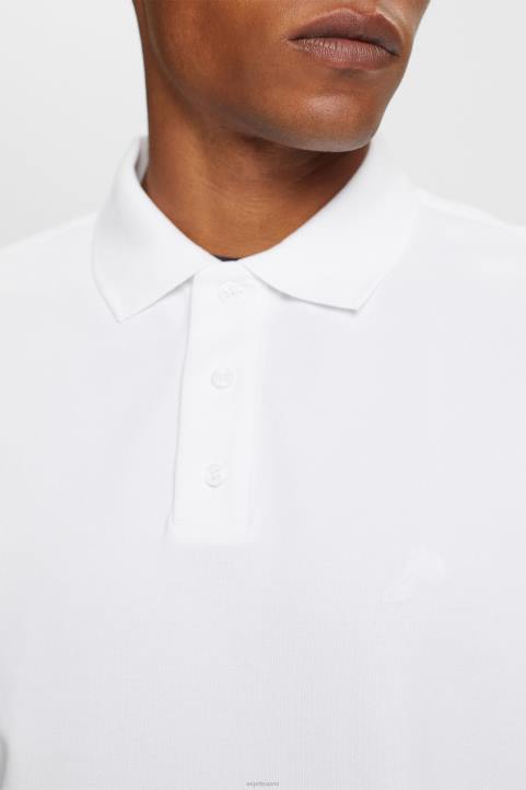 miehet Esprit valkoinen puuvillaverkkopaita polot 82T6567