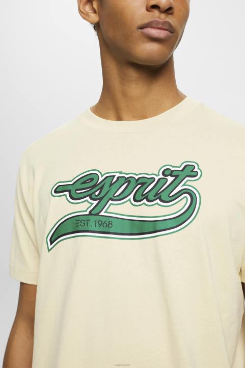 miehet Esprit beige Retrologoprintti puuvillainen t-paita t-paitoja 82T6630