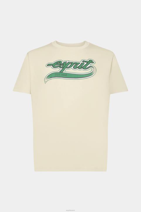 miehet Esprit beige Retrologoprintti puuvillainen t-paita t-paitoja 82T6630