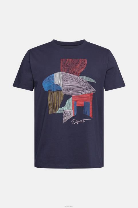 miehet Esprit laivasto kestävästä puuvillasta valmistettu t-paita t-paitoja 82T6940