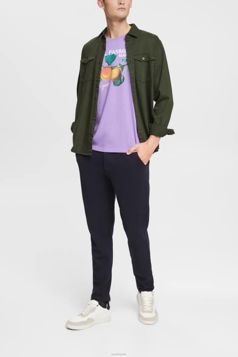 miehet Esprit liila printti t-paita t-paitoja 82T6889