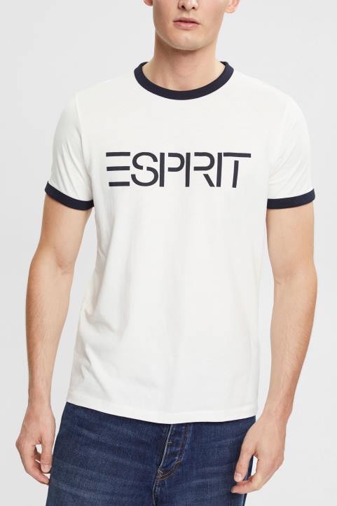 miehet Esprit luonnonvalkoinen jersey-logoprintti t-paita t-paitoja 82T6949
