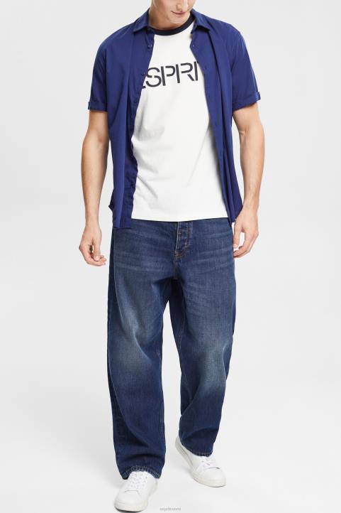 miehet Esprit luonnonvalkoinen jersey-logoprintti t-paita t-paitoja 82T6949