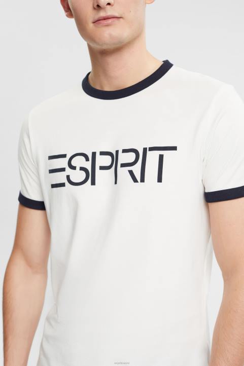 miehet Esprit luonnonvalkoinen jersey-logoprintti t-paita t-paitoja 82T6949