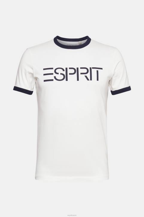 miehet Esprit luonnonvalkoinen jersey-logoprintti t-paita t-paitoja 82T6949