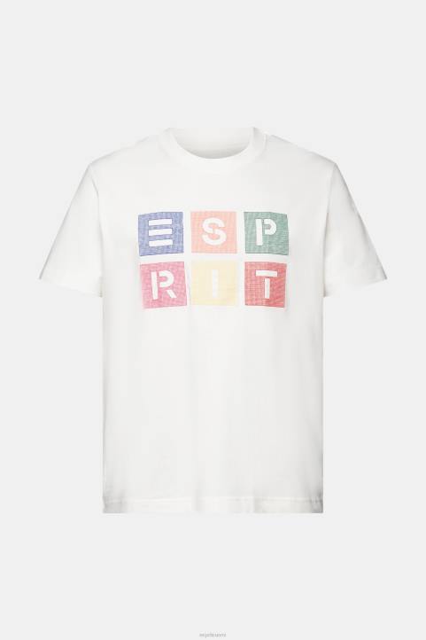miehet Esprit luonnonvalkoinen logollinen t-paita, 100% puuvillaa t-paitoja 82T6587