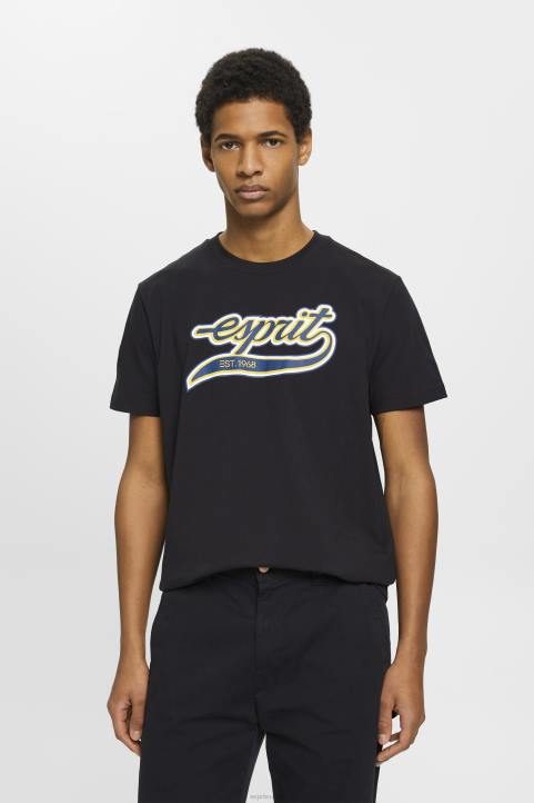 miehet Esprit musta Retrologoprintti puuvillainen t-paita t-paitoja 82T6628