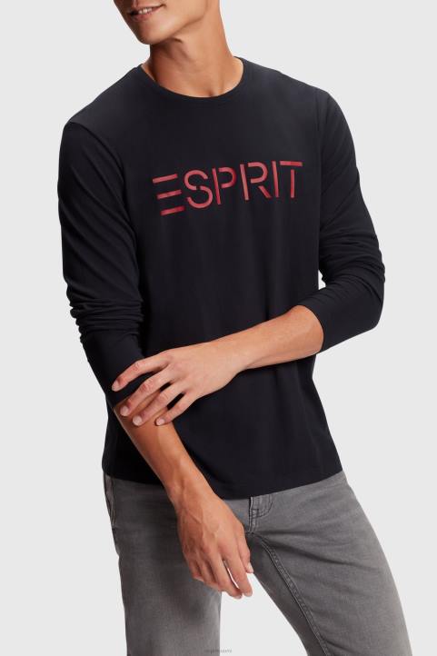 miehet Esprit musta logoprintti jersey-t-paita t-paitoja 82T6862