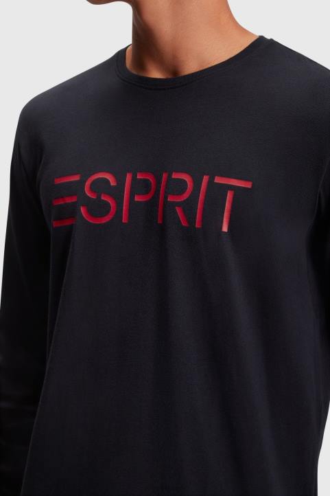 miehet Esprit musta logoprintti jersey-t-paita t-paitoja 82T6862